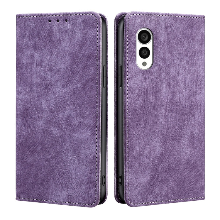 For Fujitsu Arrows N F-51C RFID Anti-theft Brush Magnetic Leather Phone Case