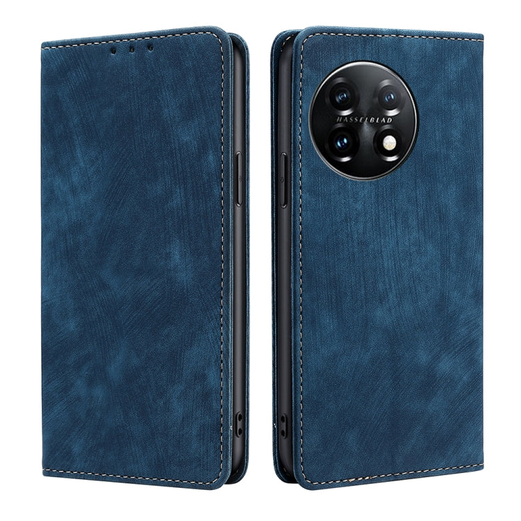 For OnePlus 11 RFID Anti-theft Brush Magnetic Leather Phone Case
