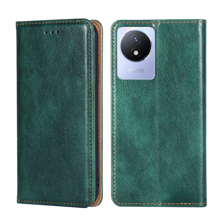 For vivo Y02 4G Gloss Oil Solid Color Magnetic Leather Phone Case