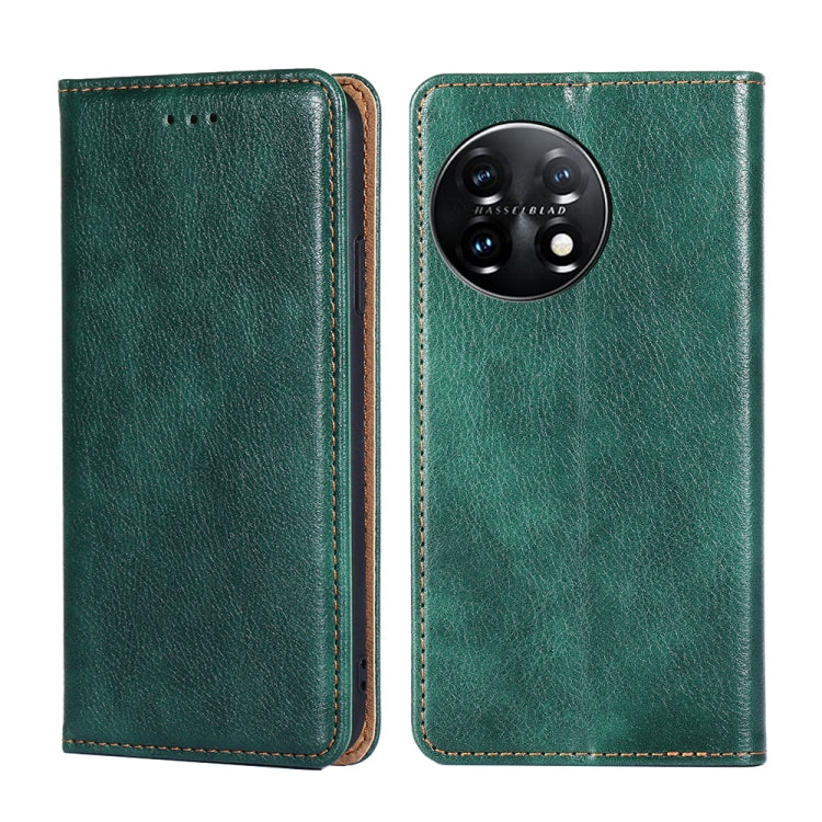 For OnePlus 11 Gloss Oil Solid Color Magnetic Leather Phone Case