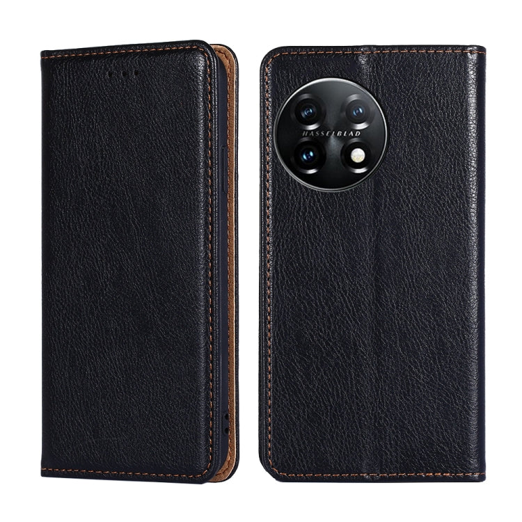 For OnePlus 11 Gloss Oil Solid Color Magnetic Leather Phone Case