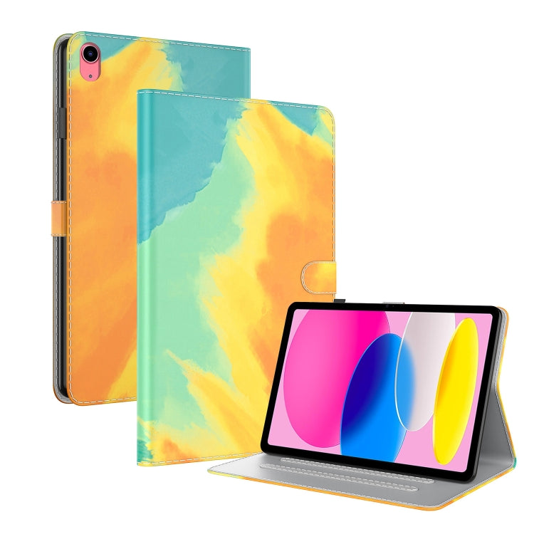 For iPad 10th Gen 10.9 2022 Watercolor Pattern Flip Leather Tablet Case