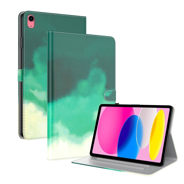 For iPad 10th Gen 10.9 2022 Watercolor Pattern Flip Leather Tablet Case