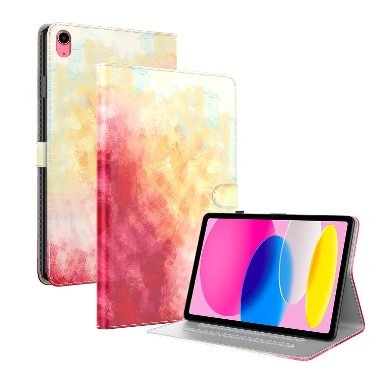 For iPad 10th Gen 10.9 2022 Watercolor Pattern Flip Leather Tablet Case