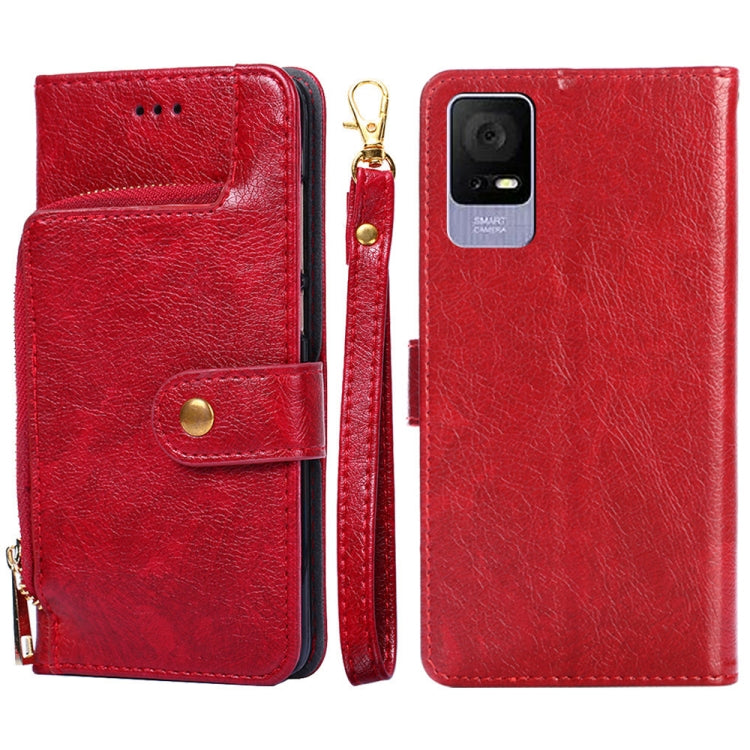 For TCL 405 / 406 / 408 Zipper Bag Leather Phone Case