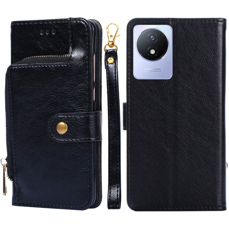 For vivo Y02 4G Zipper Bag Leather Phone Case