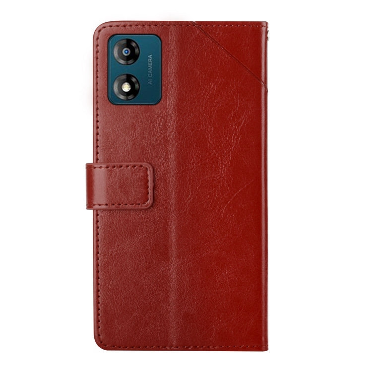 For Motorola Moto E13 4G HT01 Y-shaped Pattern Flip Leather Phone Case