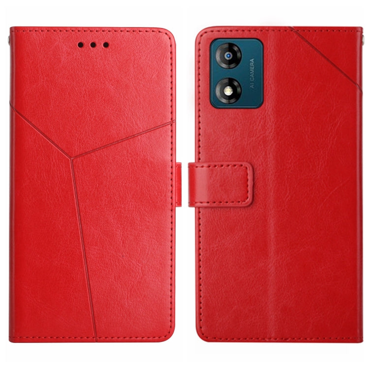 For Motorola Moto E13 4G HT01 Y-shaped Pattern Flip Leather Phone Case
