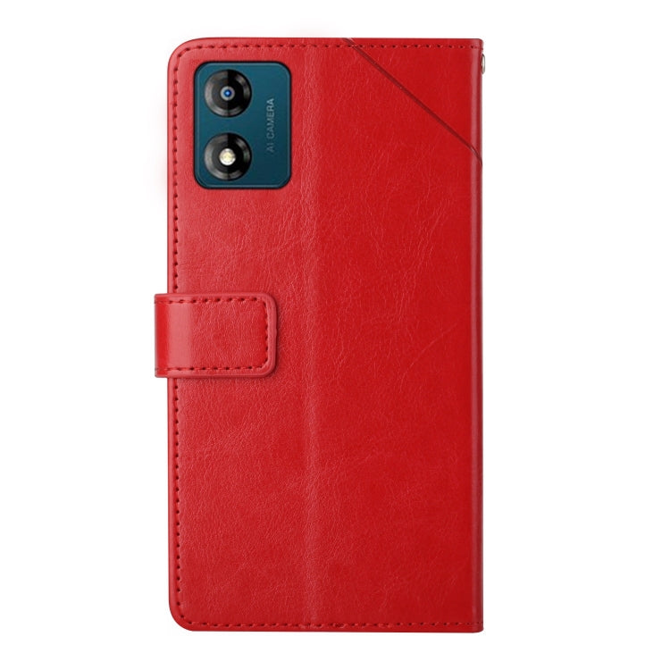 For Motorola Moto E13 4G HT01 Y-shaped Pattern Flip Leather Phone Case