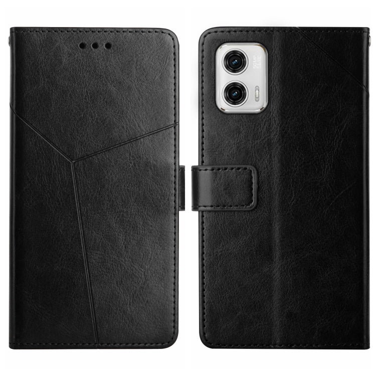 For Motorola Moto G73 5G HT01 Y-shaped Pattern Flip Leather Phone Case