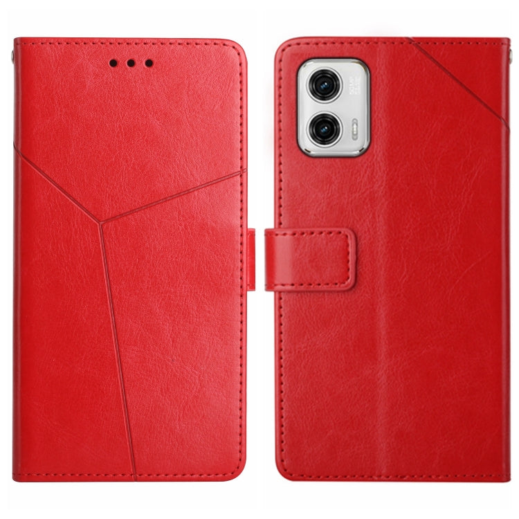 For Motorola Moto G73 5G HT01 Y-shaped Pattern Flip Leather Phone Case