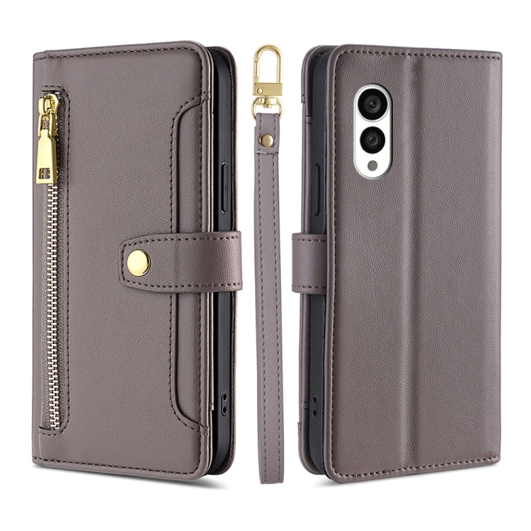 For Fujitsu Arrows N F-51C Sheep Texture Cross-body Zipper Wallet Leather Phone Case