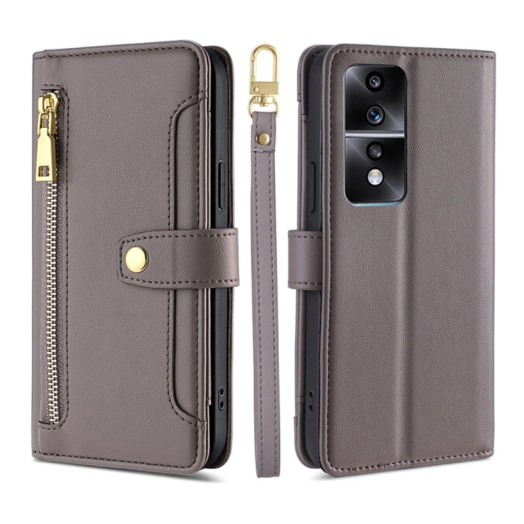 For Honor 80 GT Sheep Texture Cross-body Zipper Wallet Leather Phone Case