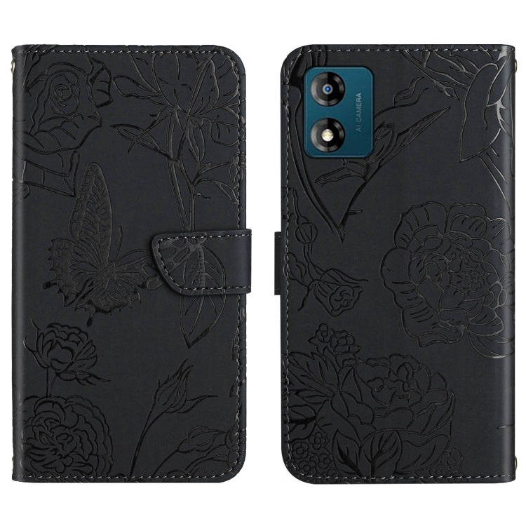 For Motorola Moto E13 4G HT03 Skin Feel Butterfly Embossed Flip Leather Phone Case