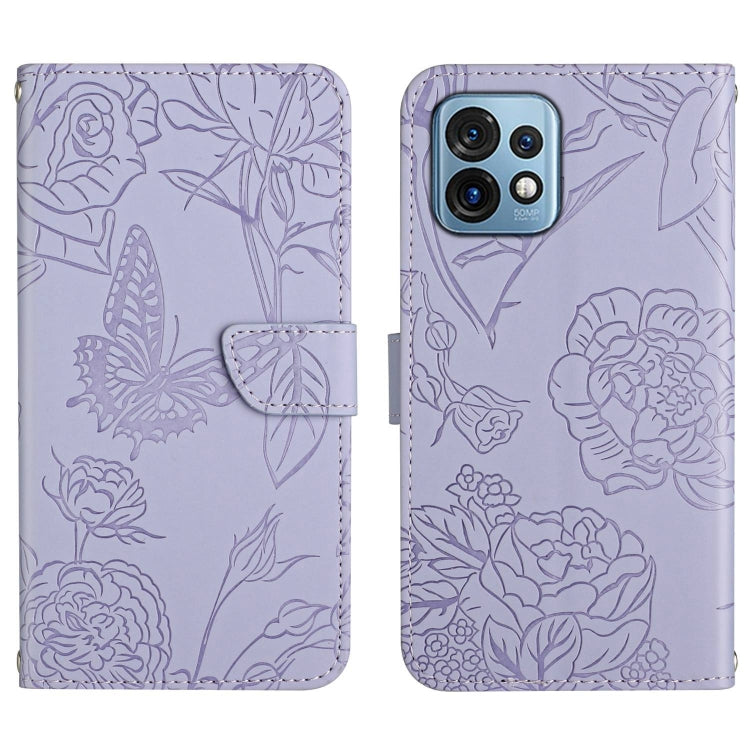 For Motorola Edge+ 2023 HT03 Skin Feel Butterfly Embossed Flip Leather Phone Case
