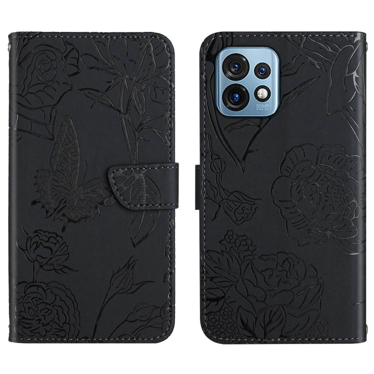 For Motorola Edge+ 2023 HT03 Skin Feel Butterfly Embossed Flip Leather Phone Case