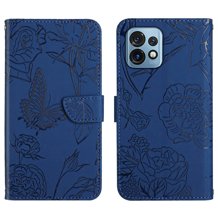 For Motorola Edge+ 2023 HT03 Skin Feel Butterfly Embossed Flip Leather Phone Case