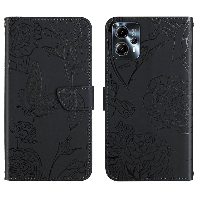 For Motorola Moto G23 4G/G13 4G HT03 Skin Feel Butterfly Embossed Flip Leather Phone Case