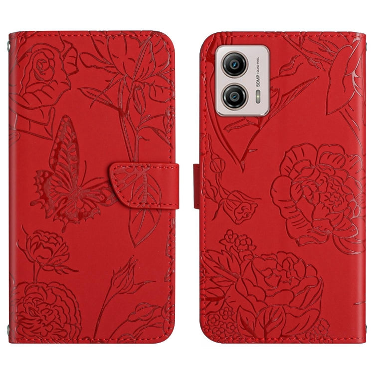 For Motorola Moto G53 5G/G13/G23 HT03 Skin Feel Butterfly Embossed Flip Leather Phone Case