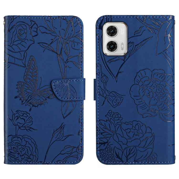 For Motorola Moto G73 5G HT03 Skin Feel Butterfly Embossed Flip Leather Phone Case