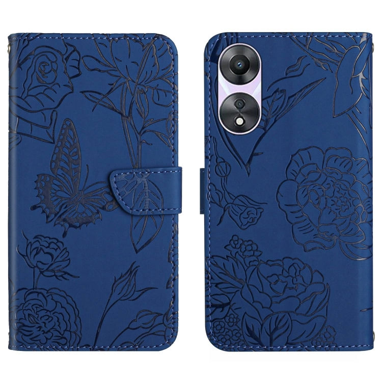 For OPPO Reno8 T 4G HT03 Skin Feel Butterfly Embossed Flip Leather Phone Case