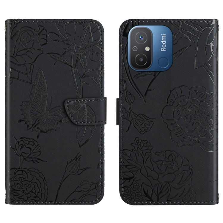 For Xiaomi Redmi 11A 4G HT03 Skin Feel Butterfly Embossed Flip Leather Phone Case