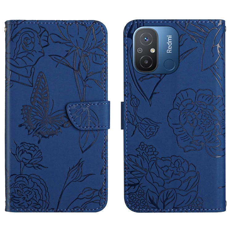 For Xiaomi Redmi 11A 4G HT03 Skin Feel Butterfly Embossed Flip Leather Phone Case