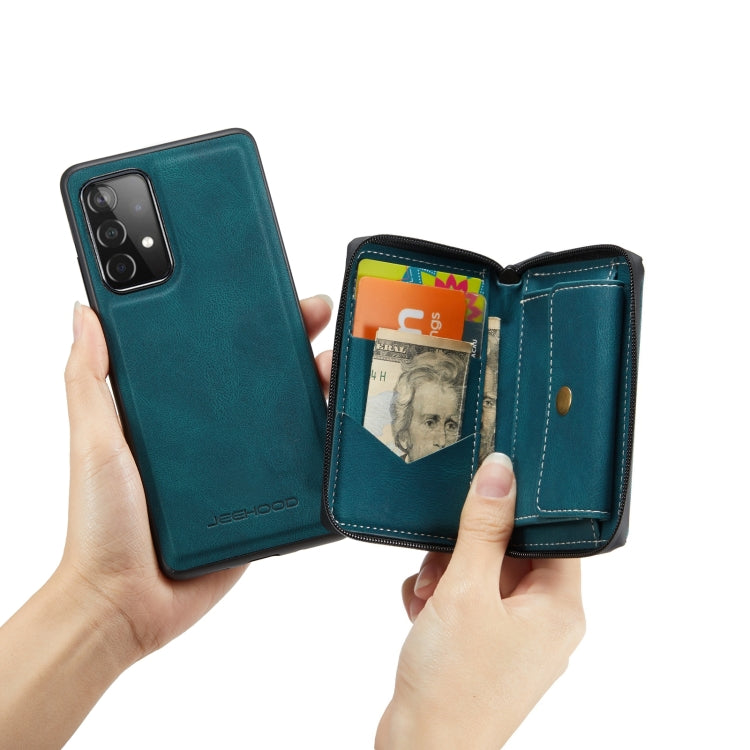 For Samsung Galaxy A73 5G JEEHOOD Magnetic Zipper Horizontal Flip Leather Phone Case