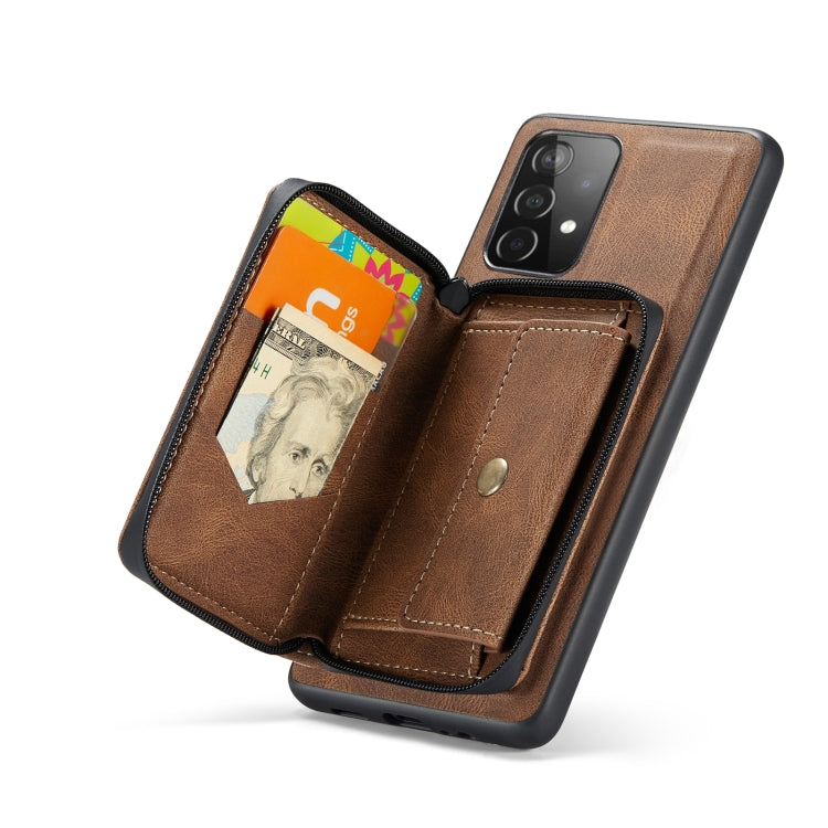 For Samsung Galaxy A73 5G JEEHOOD Magnetic Zipper Horizontal Flip Leather Phone Case