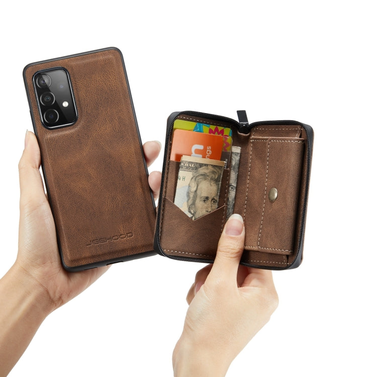 For Samsung Galaxy A73 5G JEEHOOD Magnetic Zipper Horizontal Flip Leather Phone Case