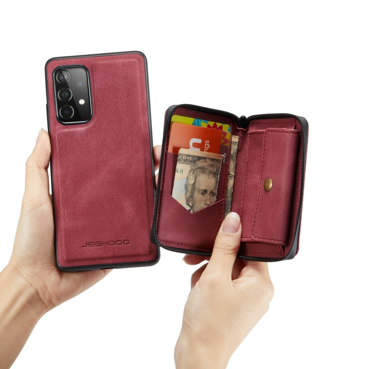 For Samsung Galaxy A73 5G JEEHOOD Magnetic Zipper Horizontal Flip Leather Phone Case