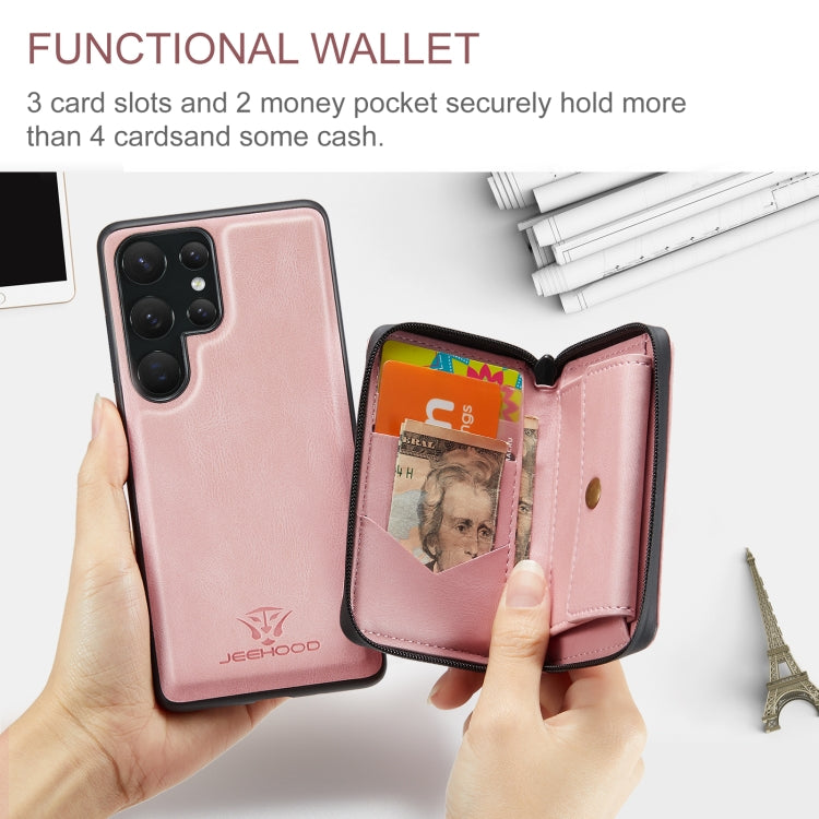 For Samsung Galaxy S23 Ultra 5G JEEHOOD Magnetic Zipper Horizontal Flip Leather Phone Case