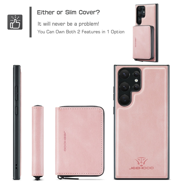 For Samsung Galaxy S23 Ultra 5G JEEHOOD Magnetic Zipper Horizontal Flip Leather Phone Case