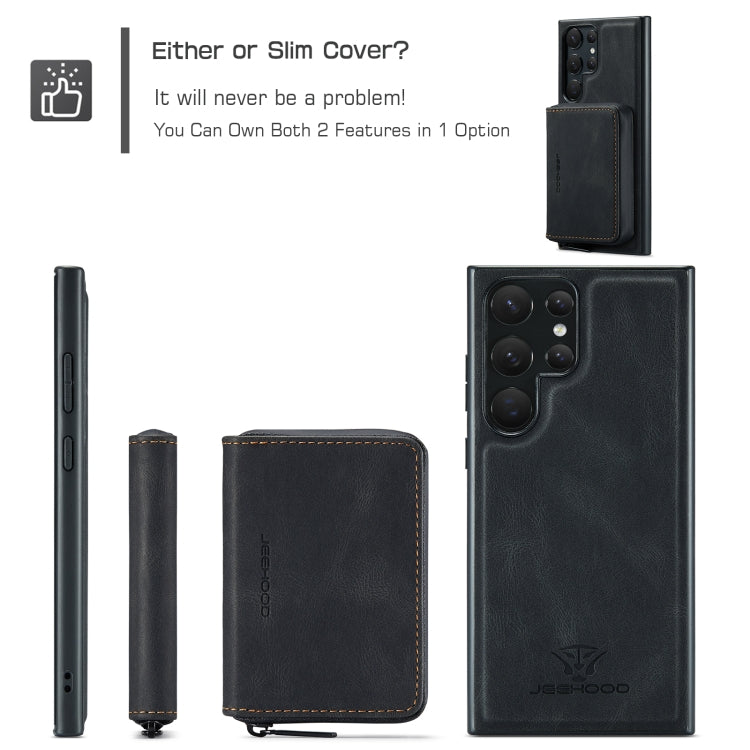 For Samsung Galaxy S23 Ultra 5G JEEHOOD Magnetic Zipper Horizontal Flip Leather Phone Case