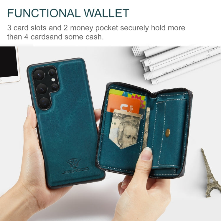For Samsung Galaxy S23 Ultra 5G JEEHOOD Magnetic Zipper Horizontal Flip Leather Phone Case