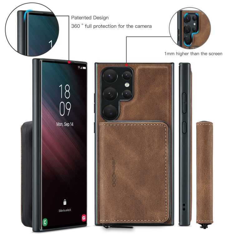 For Samsung Galaxy S23 Ultra 5G JEEHOOD Magnetic Zipper Horizontal Flip Leather Phone Case