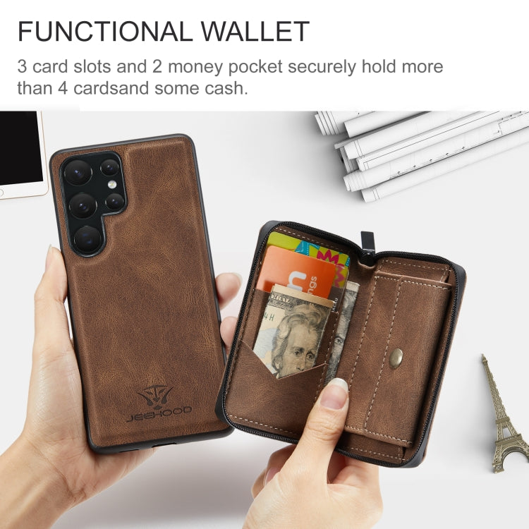 For Samsung Galaxy S23 Ultra 5G JEEHOOD Magnetic Zipper Horizontal Flip Leather Phone Case
