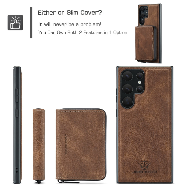 For Samsung Galaxy S23 Ultra 5G JEEHOOD Magnetic Zipper Horizontal Flip Leather Phone Case