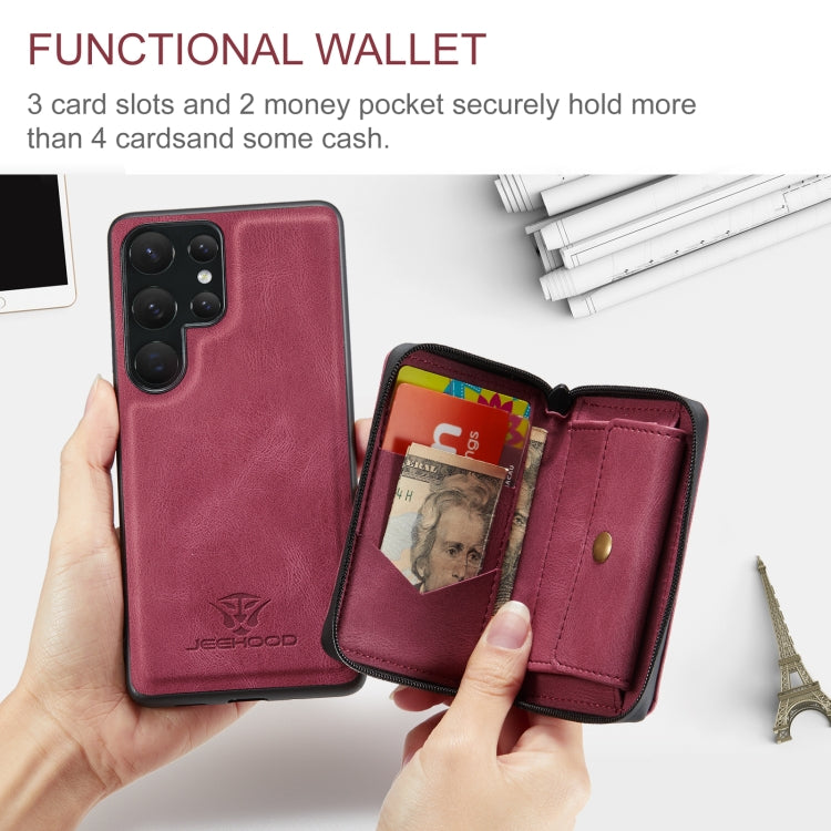 For Samsung Galaxy S23 Ultra 5G JEEHOOD Magnetic Zipper Horizontal Flip Leather Phone Case