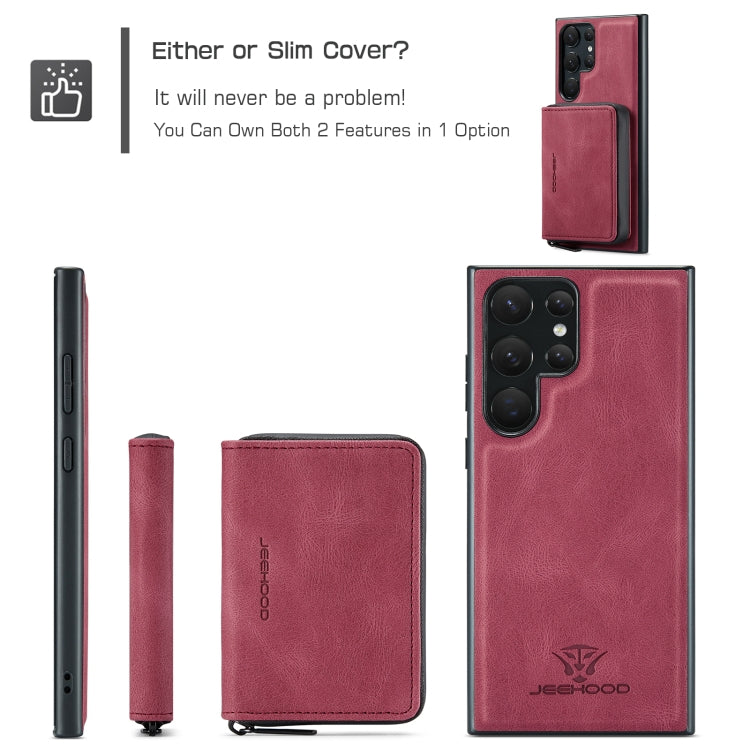 For Samsung Galaxy S23 Ultra 5G JEEHOOD Magnetic Zipper Horizontal Flip Leather Phone Case