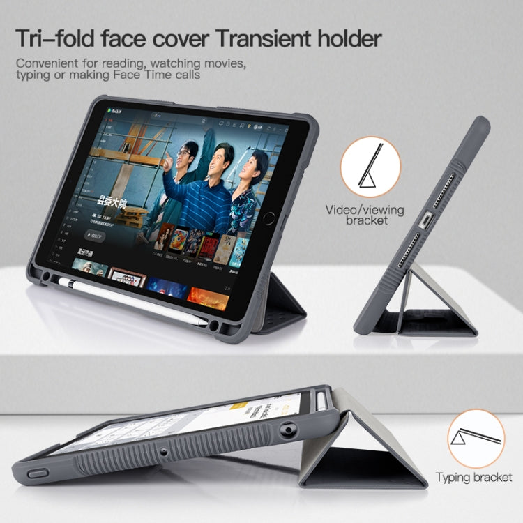 For iPad 10.2 2019 / 10.2 2020 / 10.2 2021 3-fold TPU Acrylic PC Smart Leather Tablet Case