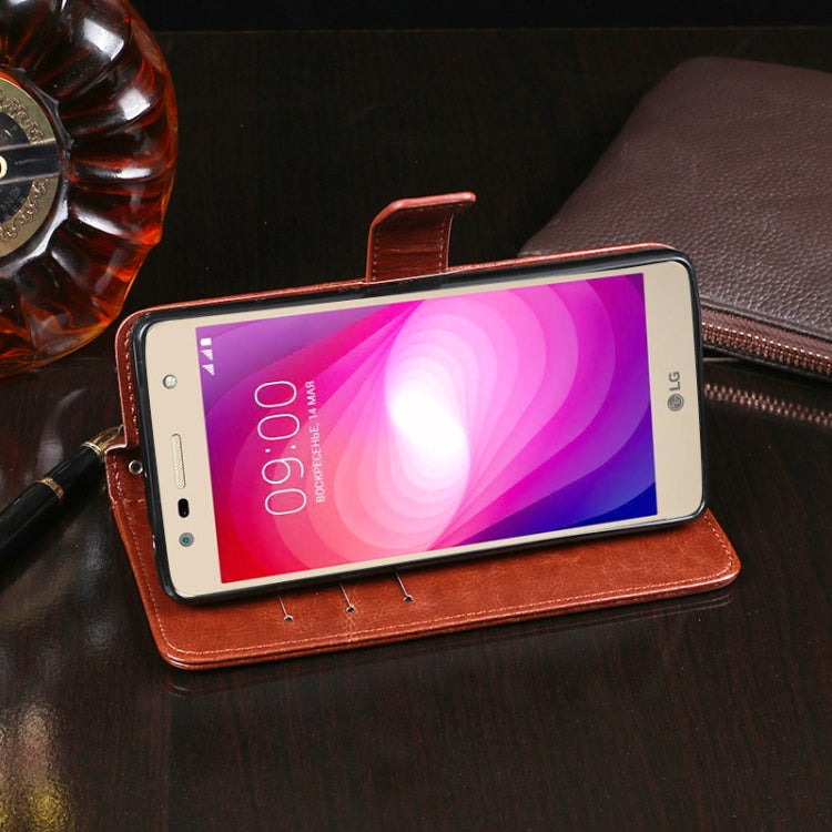 For LG X power2 idewei Crazy Horse Texture Horizontal Flip Leather Case with Holder & Card Slots & Wallet