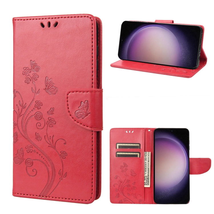 For Samsung Galaxy S23 5G Butterfly Flower Pattern Flip Leather Phone Case