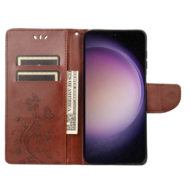 For Samsung Galaxy S23+ 5G Butterfly Flower Pattern Flip Leather Phone Case