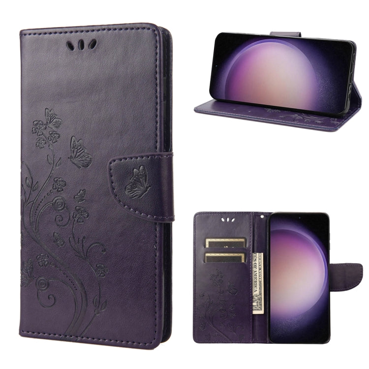 For Samsung Galaxy S23+ 5G Butterfly Flower Pattern Flip Leather Phone Case
