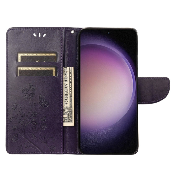 For Samsung Galaxy S23+ 5G Butterfly Flower Pattern Flip Leather Phone Case