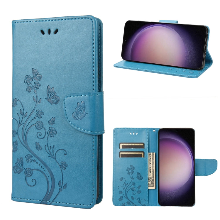 For Samsung Galaxy S23+ 5G Butterfly Flower Pattern Flip Leather Phone Case