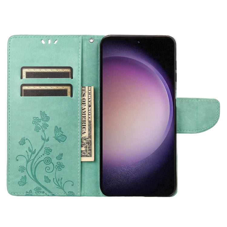 For Samsung Galaxy S23+ 5G Butterfly Flower Pattern Flip Leather Phone Case