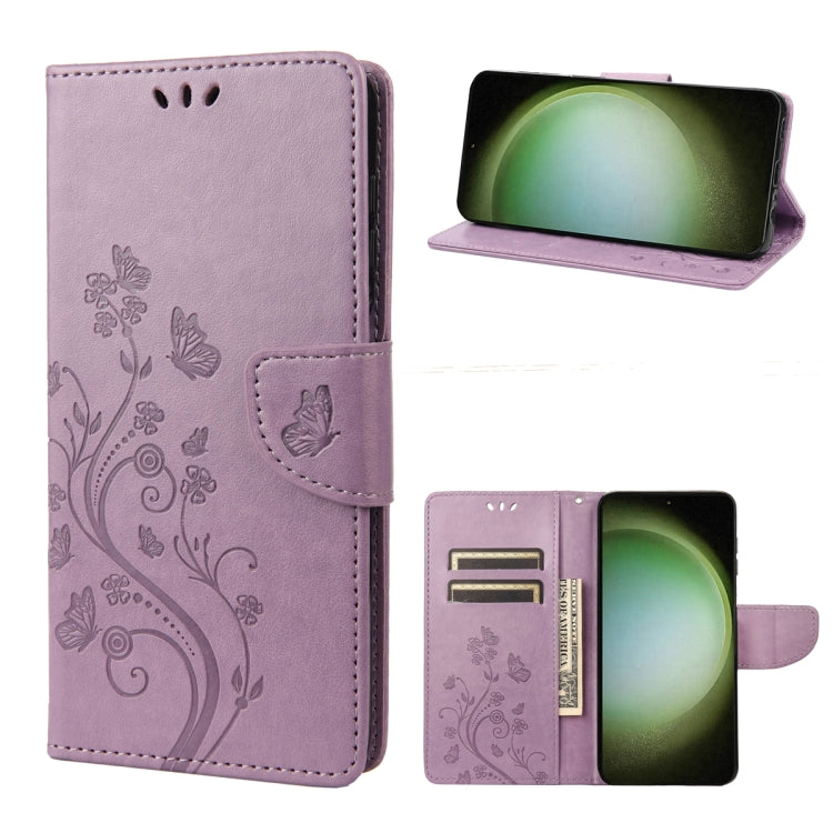 For Samsung Galaxy S23 Ultra 5G Butterfly Flower Pattern Flip Leather Phone Case
