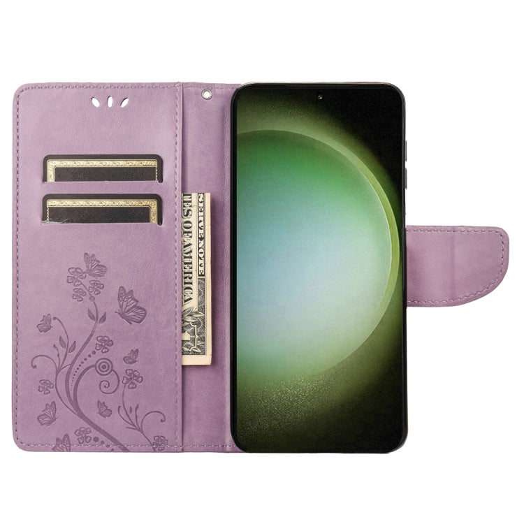 For Samsung Galaxy S23 Ultra 5G Butterfly Flower Pattern Flip Leather Phone Case